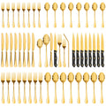 Silverware Set 48-Piece Gold Flatware Set with Steak Knives Food-Grade Stainless Steel Cutlery Set for 8 Mirror