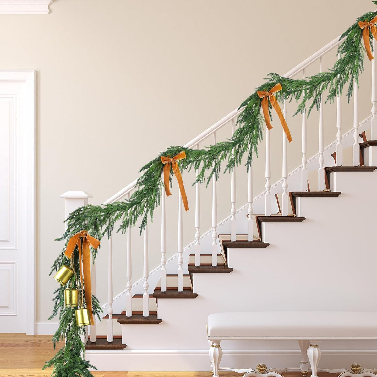 1 Pcs 18 Feet Christmas Norfolk Pine Garland Realistic Artificial Faux Greenery Cedar Garland for Mantle Holiday