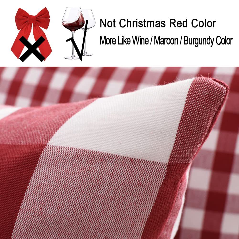 Red and White Buffalo Check Plaid Outdoor Throw Pillow Cover 18x18 Set of 4