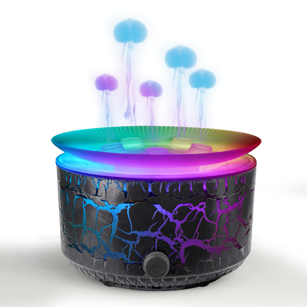 Jellyfish Aroma Diffuser 360ml, Essential Oil Diffuser with 5-Nozzle Adjustable Mist Speed, 7-Color Rainbow Light