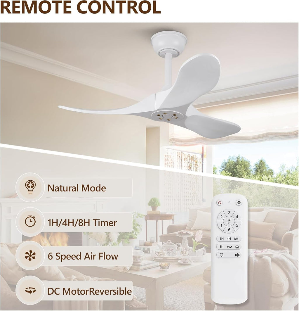 36" White Indoor/Outdoor Ceiling Fan with Remote, No Light