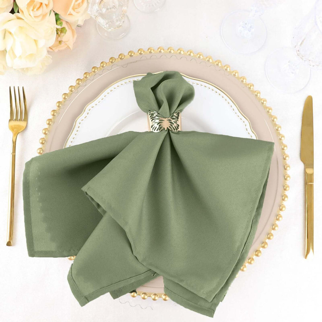 Premium Cloth Napkins Set of 100, 17x17 Inch Eucalyptus Dusty Sage Seamless Dinner Napkins, Washable Linen Table