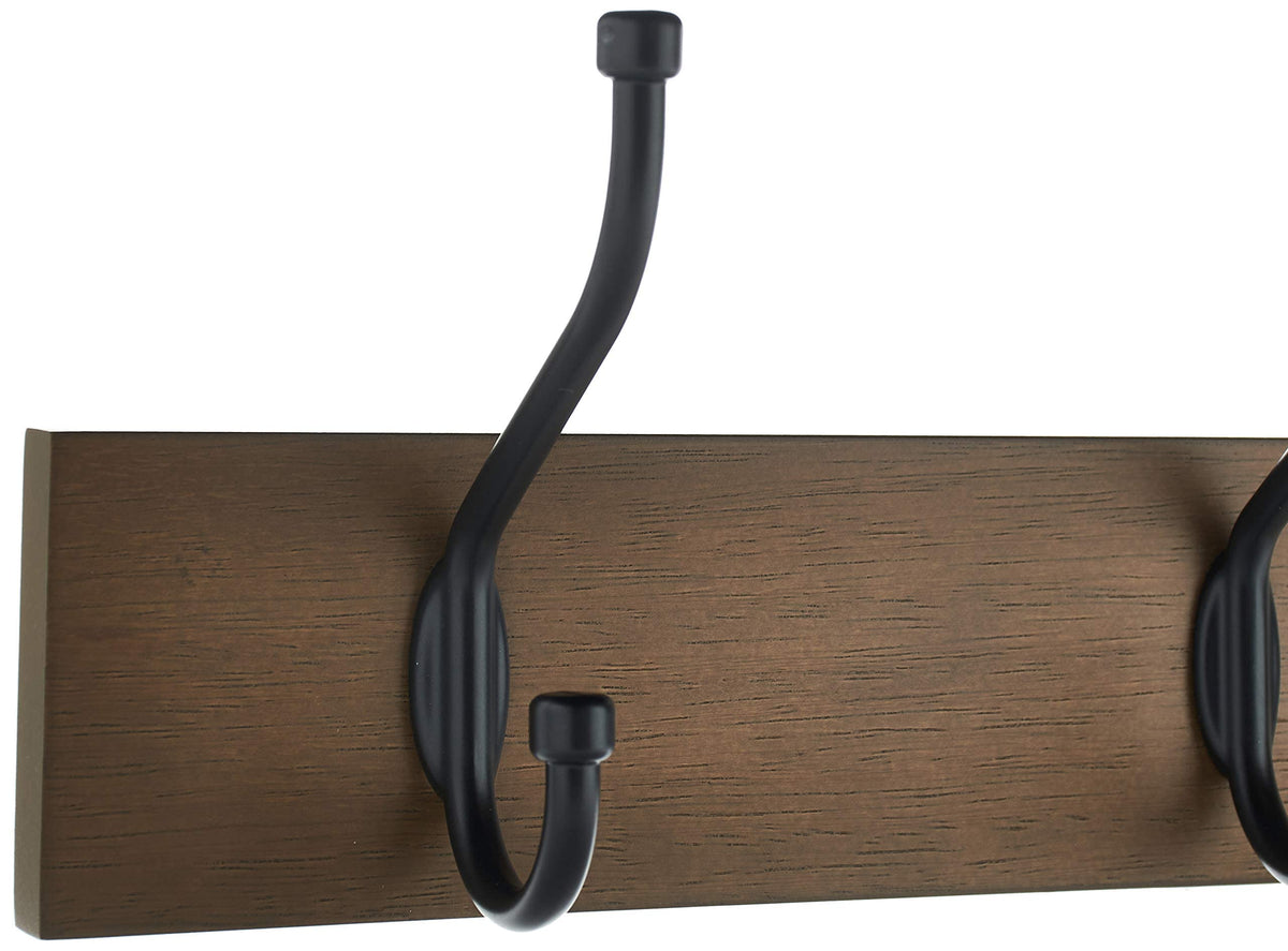 Rectangular Farmhouse Wall-Mounted Coat Rack, Storage Organizer, 5 Hooks, Barnwood