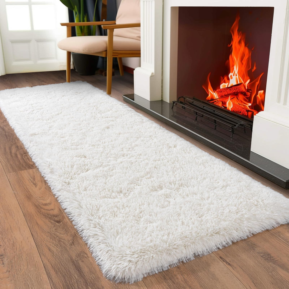 Ultra Soft Runner Rugs Hallways with Upgraded Non-Slip Rubber Backing & Thick Memory Sponge, 2x8 Feet Fluffy Shag