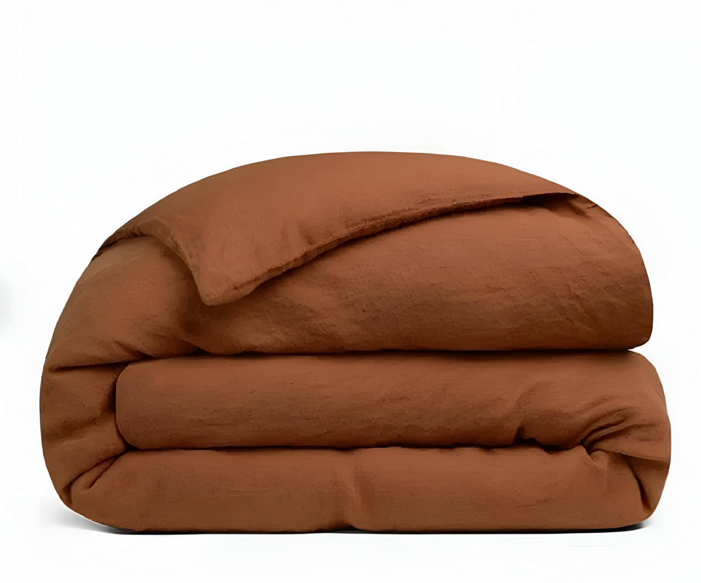 Linen Duvet Cover in Terracotta Color Stonewashed Linen Duvet Natural Linen Bedding Cover with 2 Pillowcases