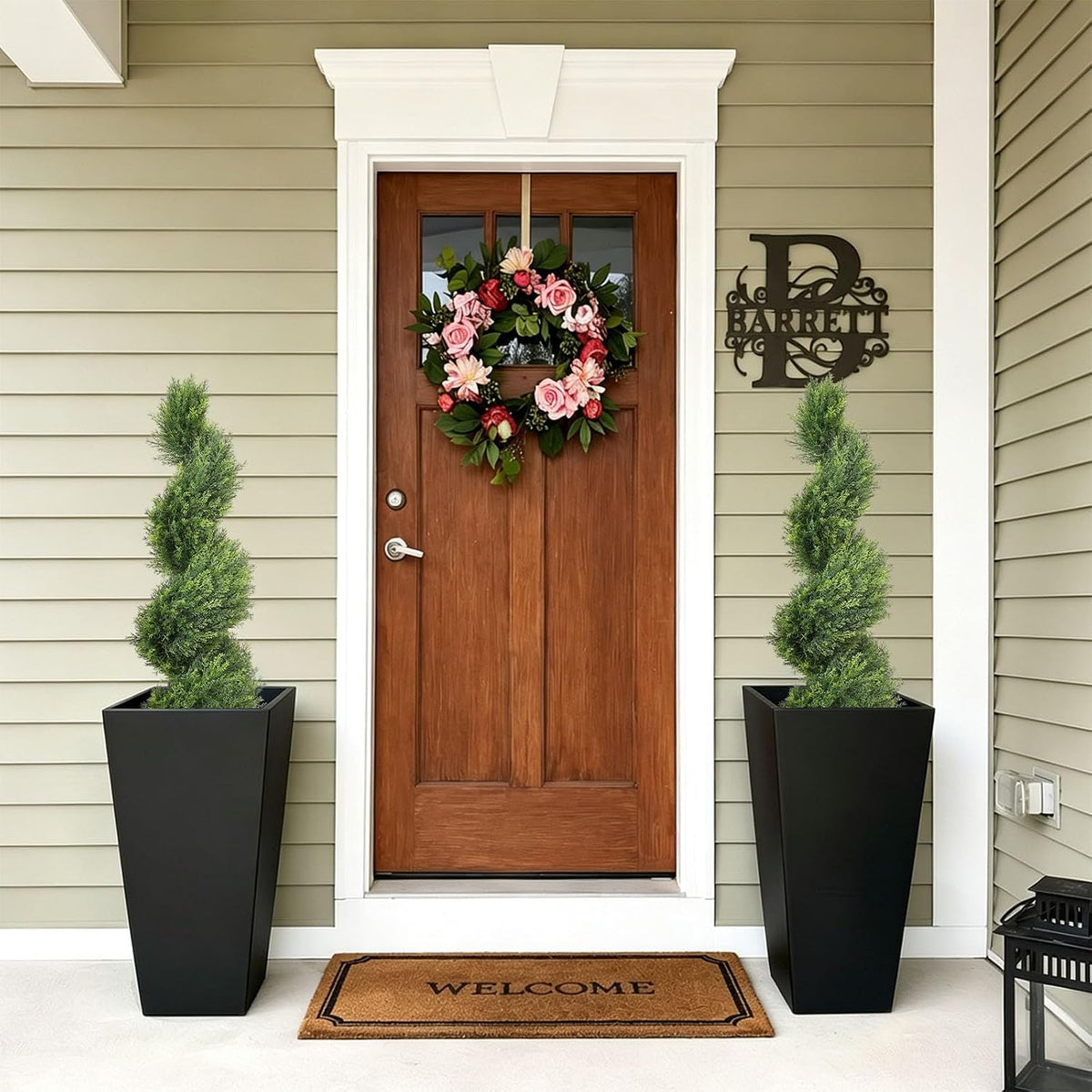3ft Tall Spiral Topiary Trees Artificial Outdoor Set of 2 | UV Resistant Realistic Faux Cedar Cypress Fake Plants