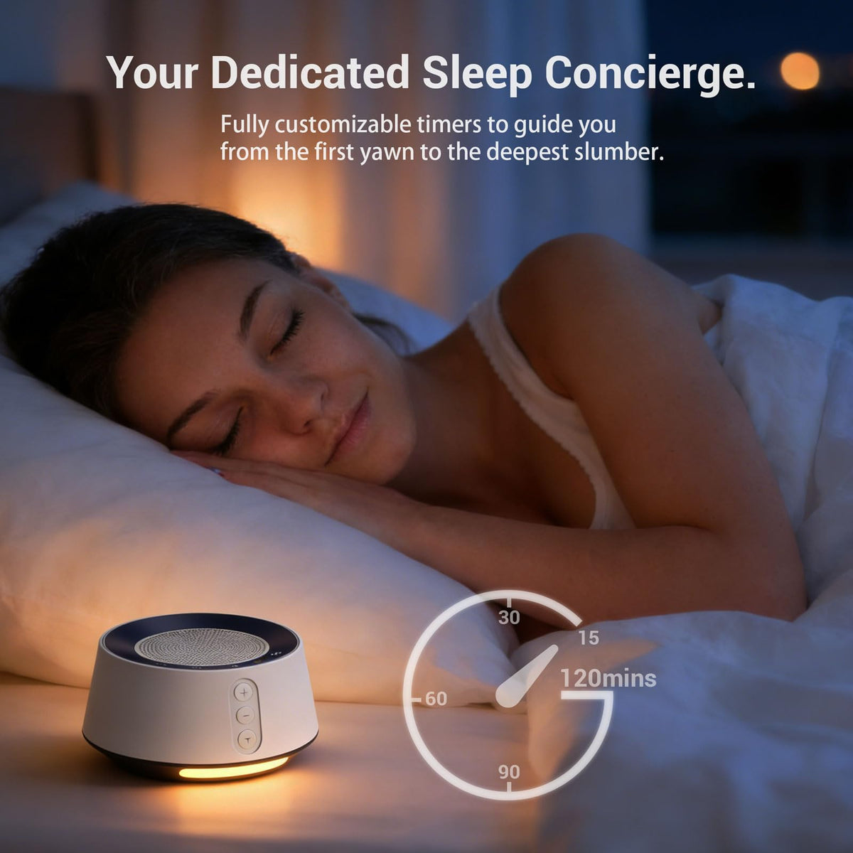 White Noise Sound Machine with 20 Sounds, 10 Colors Night Light Sleep Machines Home Office Travel, 5 Timers and Memory