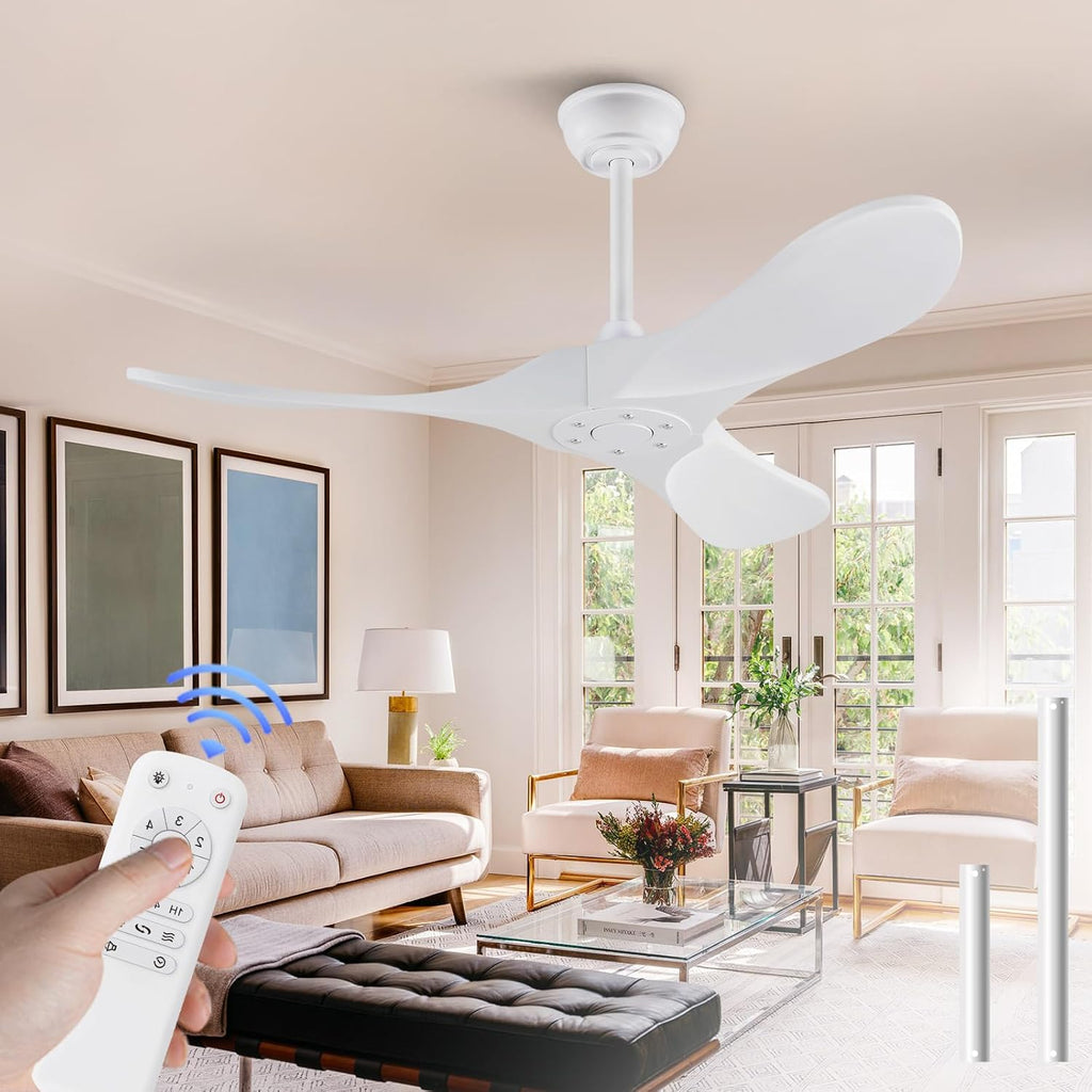 42" White Indoor/Outdoor Ceiling Fan with Remote, No Light