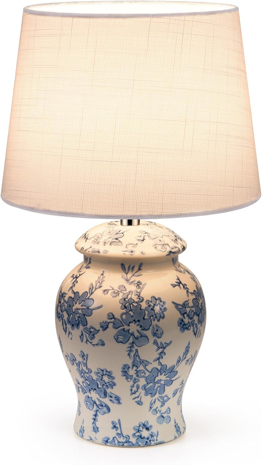 Cordless Ceramic Table Lamp, 13.6 Inches, Rechargeable Battery Operated