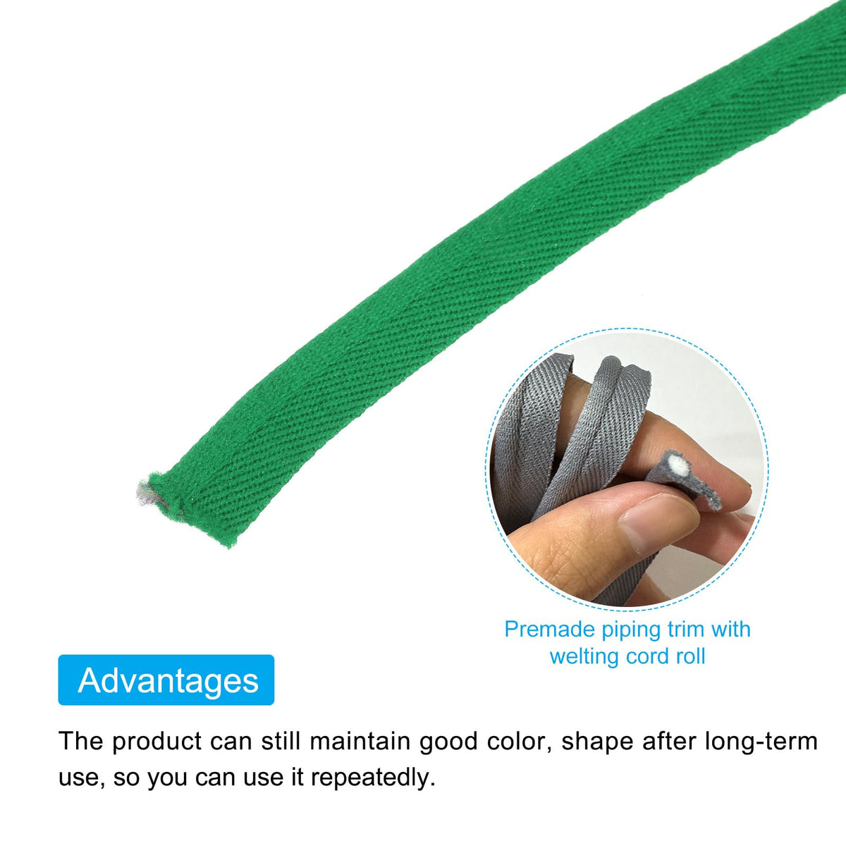 Piping Cord Trim 30 Yards 1/2 Inch Piping Tape for Sewing DIY Crafting Fabric Edge Trim Green
