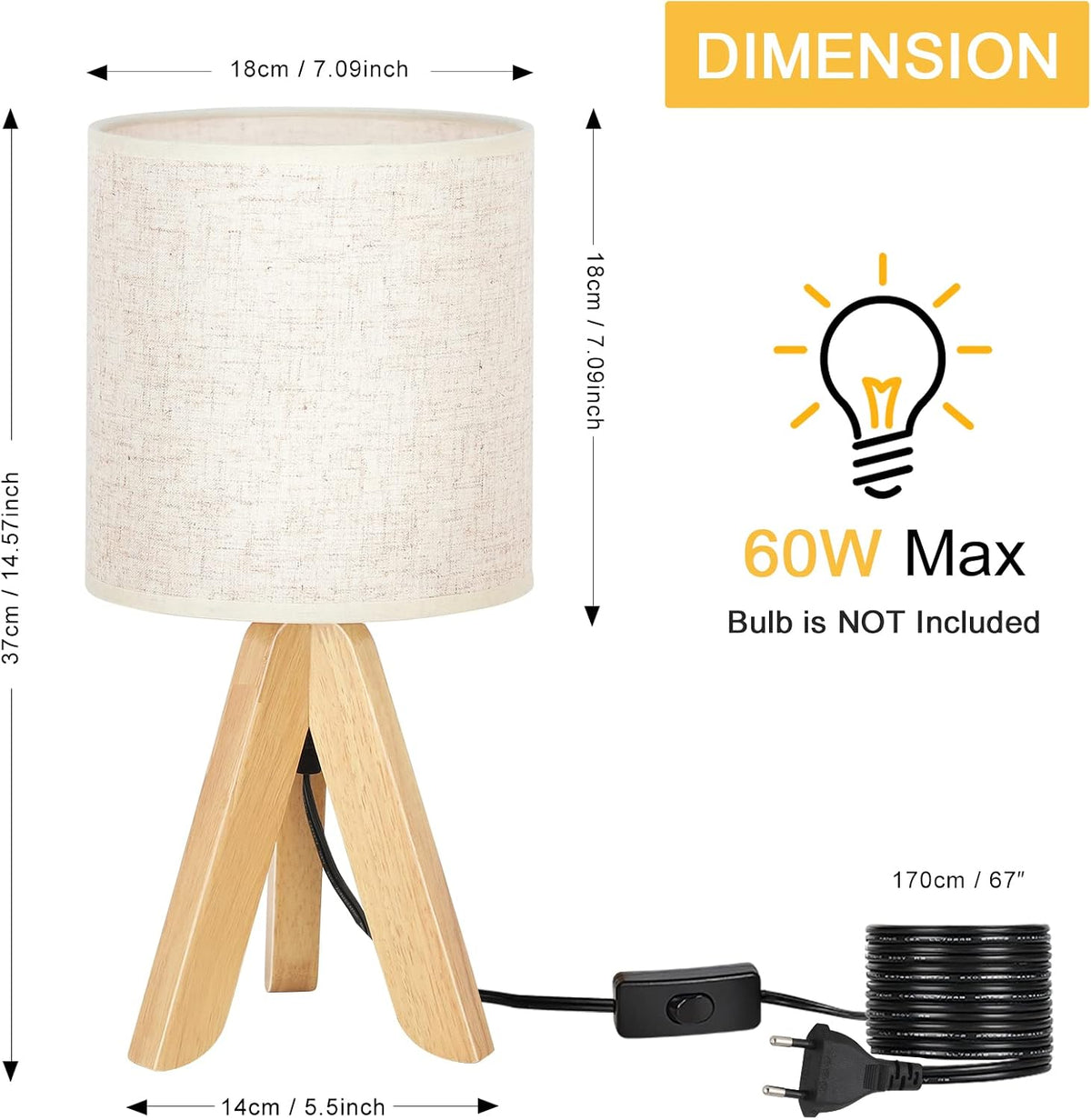 Small Table Lamp Cute Kids Desk Lamp Nightstand Bedside Lamp with Fabric Shade for Children Room Study Room Bedroom