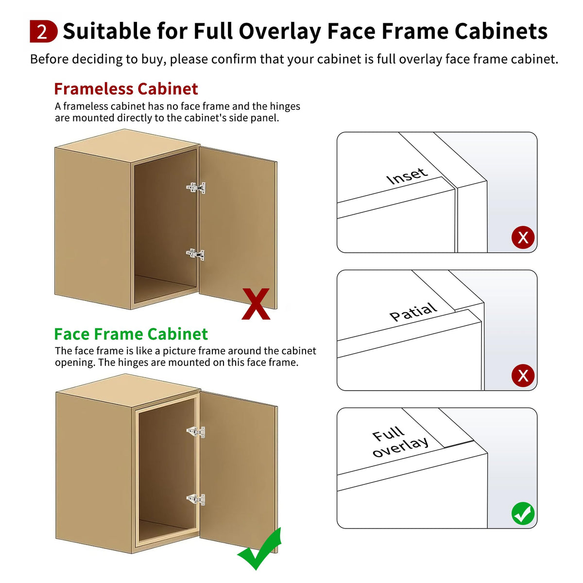 10 Pack Full Overlay Face Frame Soft Close Hinges, 105° 3-Way Adjust