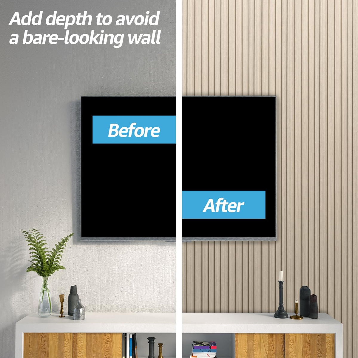 108 x 6 Inch WPC Wood Slat Wall Panels, 3D Wall Accents, 8-Pack, Oak