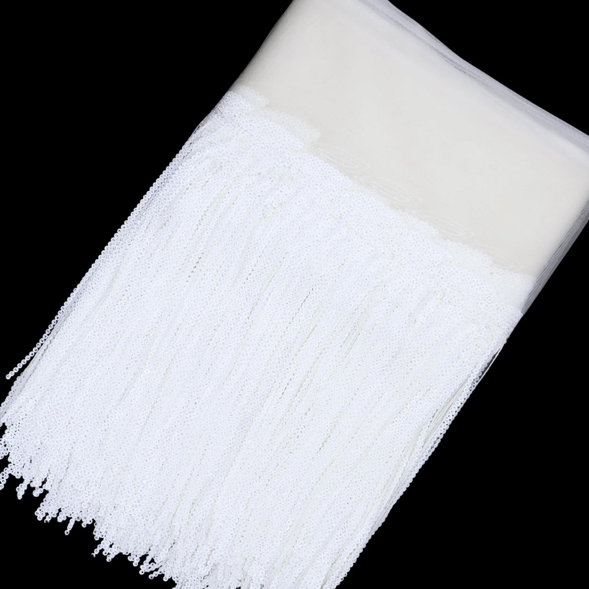 White Fringe Trim Lace Sequin Fringe Ribbon - 9.5 Yards