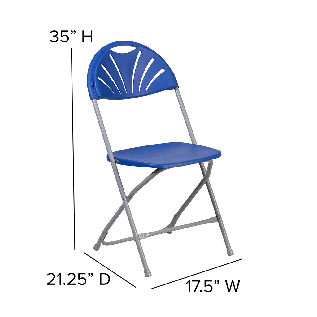 Series 650 lb. Capacity Blue Plastic Fan Back Folding Chair