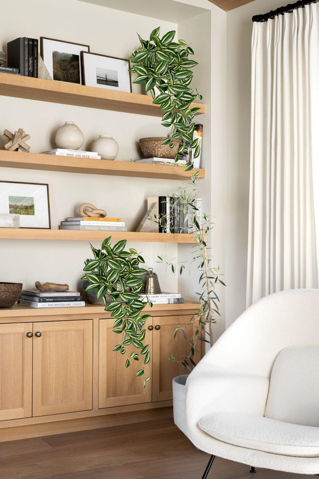 Fake Hanging Plants Artificial Hanging Plants 92 Leaves Faux Wandering Jew Hanging Leaves Plants for Wall Shelf Home