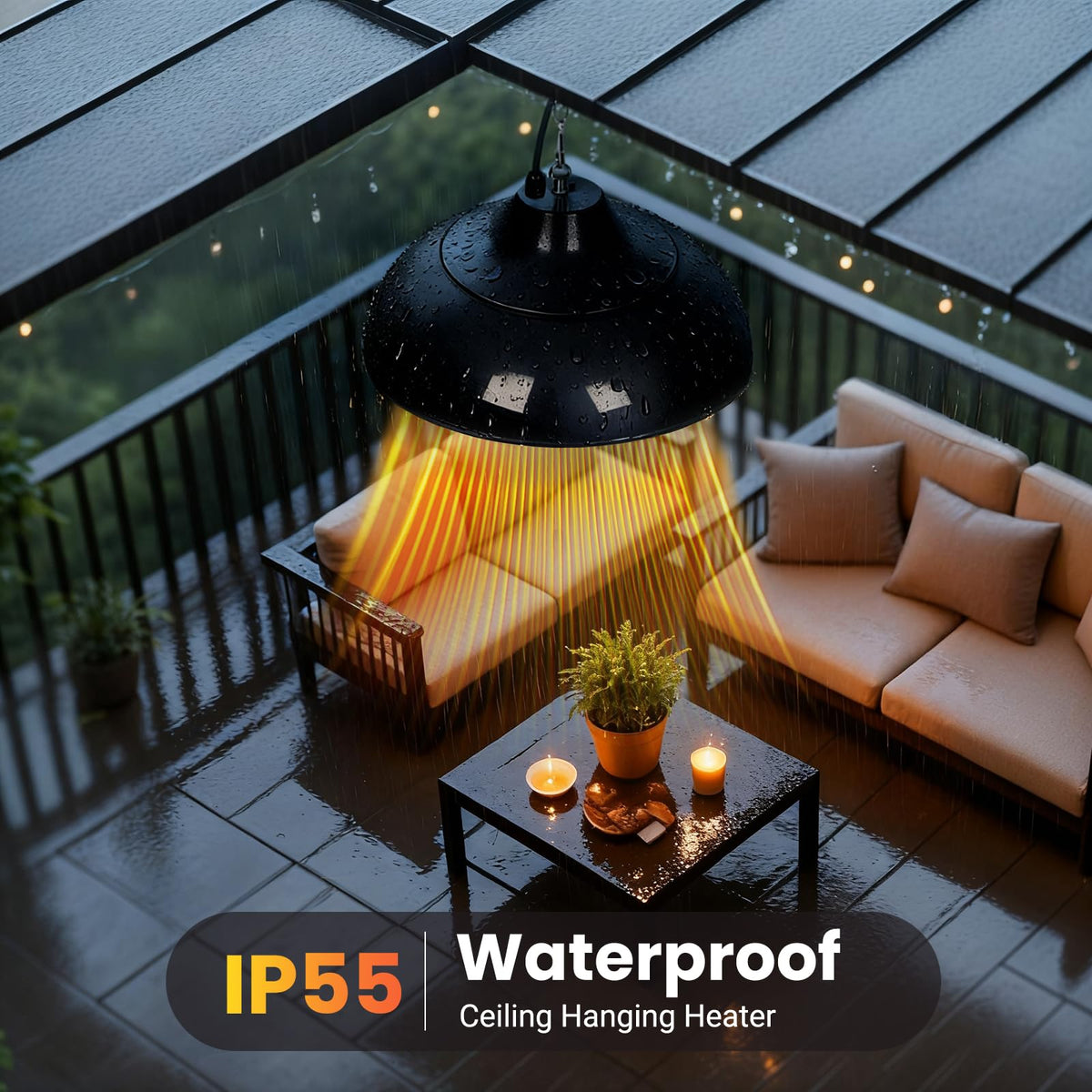 1500W Electric Hanging Patio Heater,Ceiling-Mounted Patio Heater