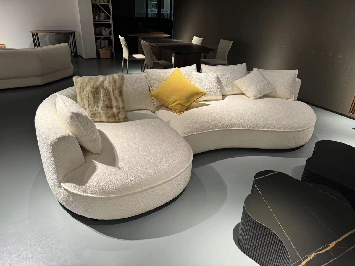 125'' Curved Sofa Cloud Boucle Couch with Chaise Lounge, L-Shape Modern Sectional Luxury Upholstery 5-Seat Sofa
