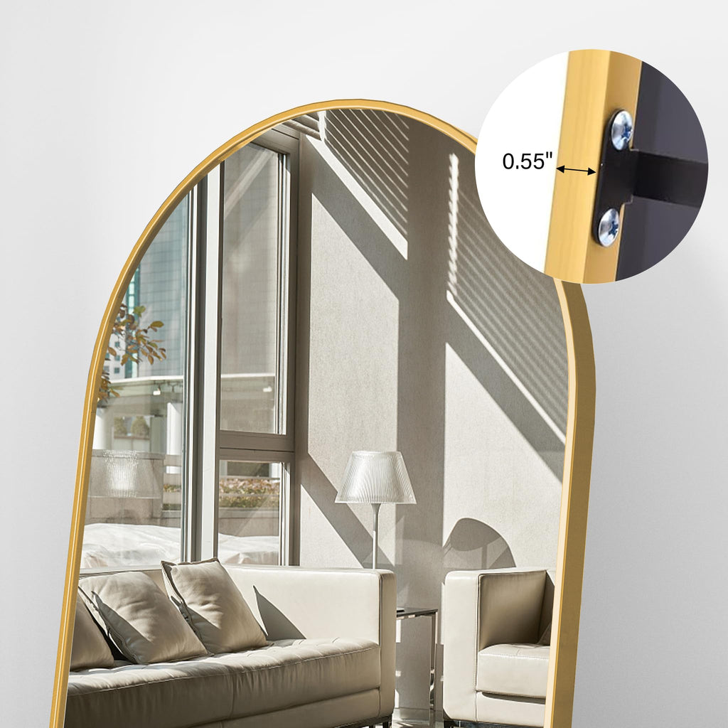 Arch Full Length Mirror, 76"x34" Standing Floor Body Mirror (Gold)