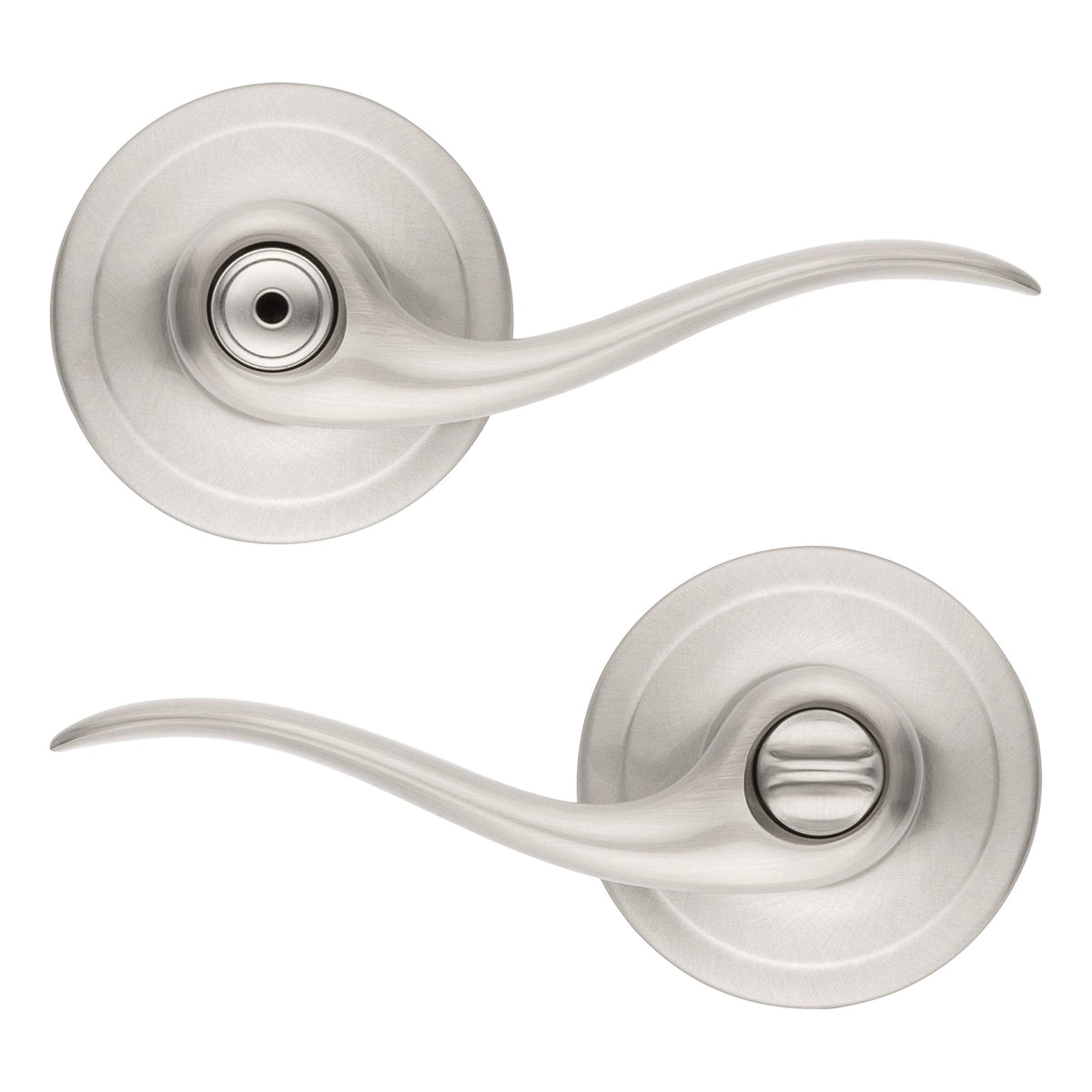 Tustin Interior Privacy Door Handle with Lock, Door Lever , Satin Nickel Reversible Keyless Turn Lock, with Microban