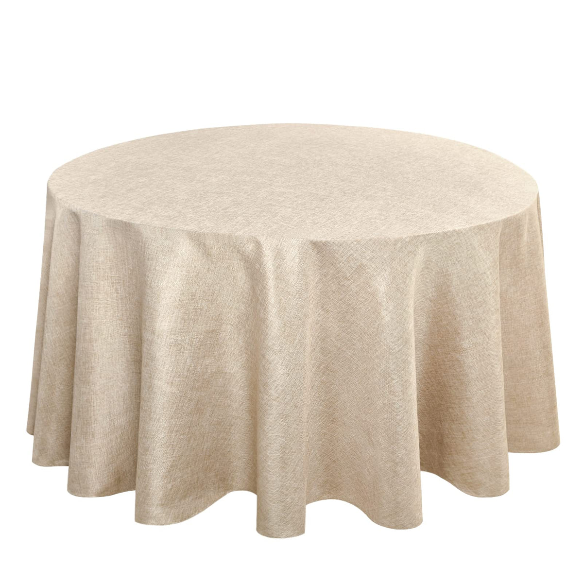 Beige Round Linen Tablecloth 120 Inch Dining Room