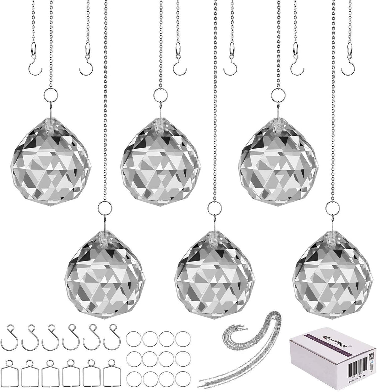 Mixed Colorful Crystal Ball Prism with Drilled Hole Sunshine Catcher Rainbow Pendants Maker