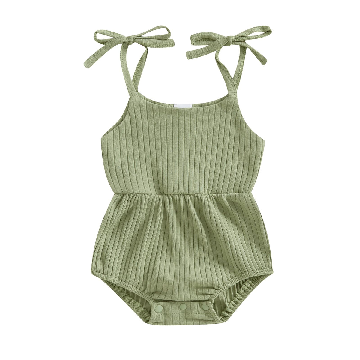 Newborn Infant Baby Girl Romper Ribbed Knit Sleeveless Spaghetti Strap One Piece Jumpsuit Bodysuit Summer Clothes