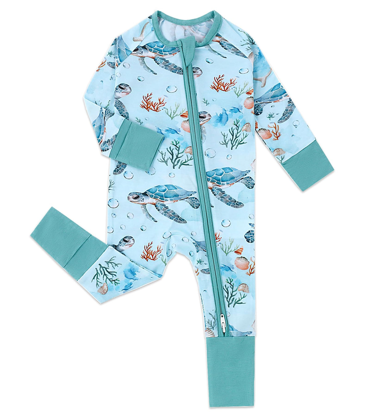 Baby Viscose of Bamboo Convertible Footie Pajamas Sea World