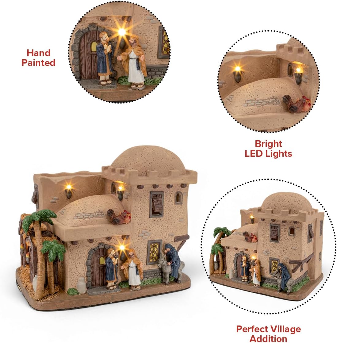 Bethlehem Inn Porcelain Christmas Village with LED Lights