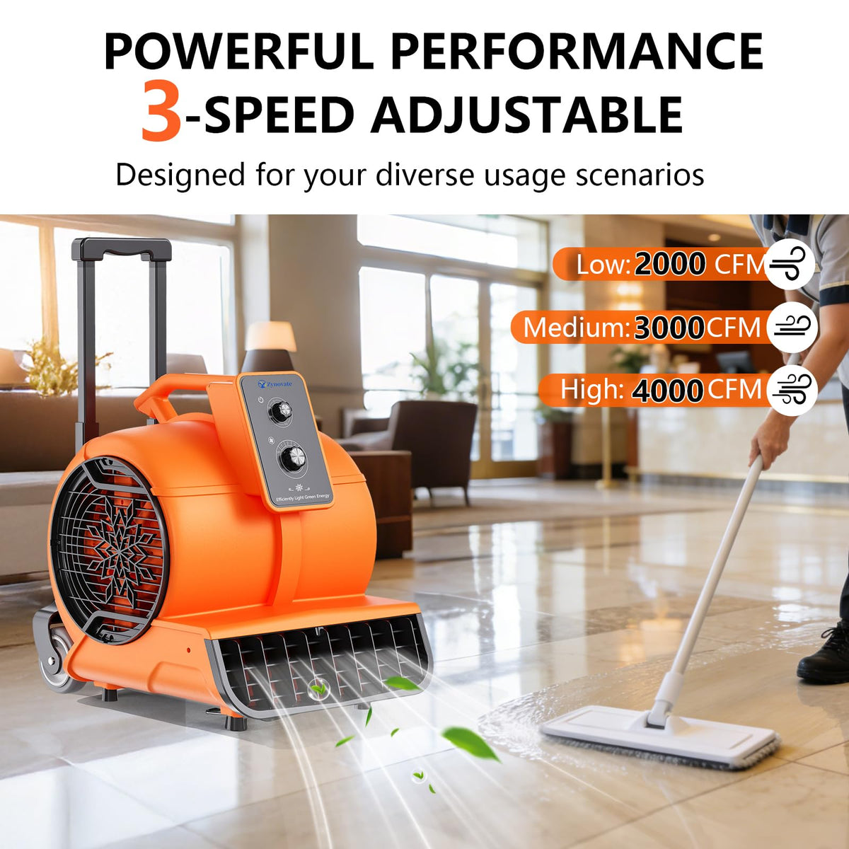 Air Mover 1 HP 4000 CFM Portable Blower Fan Carpet Dryer, Floor Dryer Fan