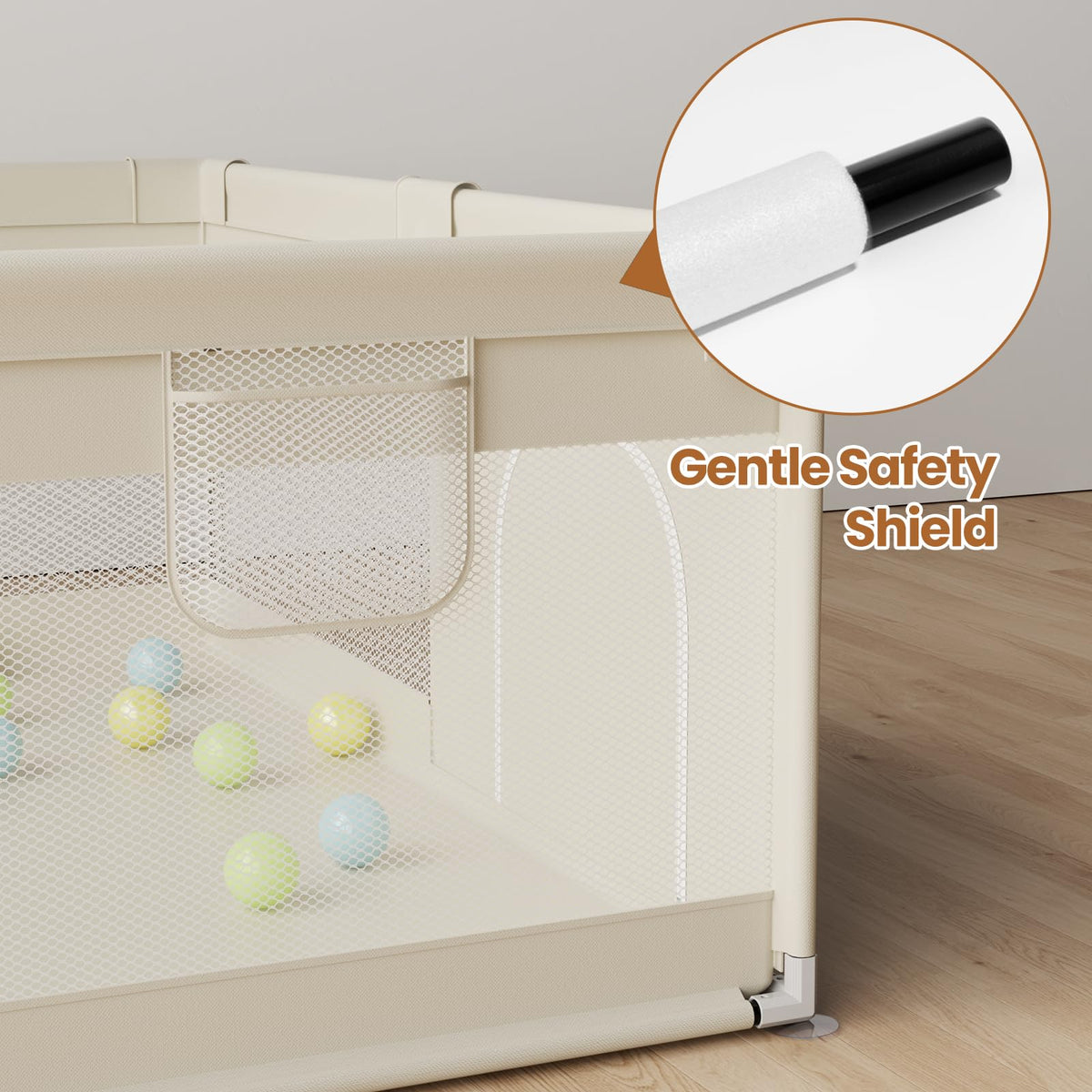 Beige Large Baby Playpen - 69x59in Playpen for Babies and Toddlers