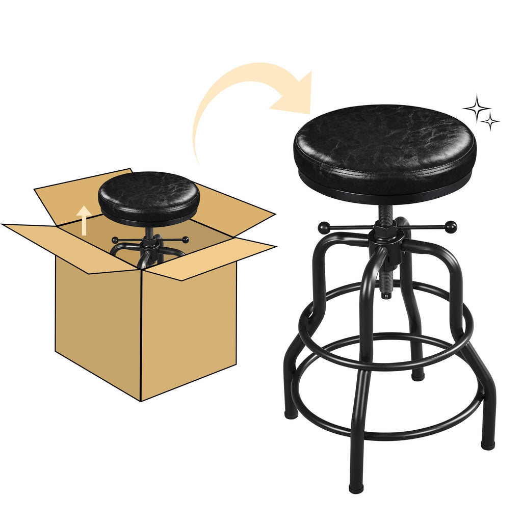 Adjustable Bar Stool 21.5-28 Inch Metal Kitchen Stool Black, 6PCs