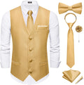 Boys Vest Solid Suit Vest for Boy Tie Bowtie Pocket Square Cufflinks Lapel Pin Tie Clip Vests Kid