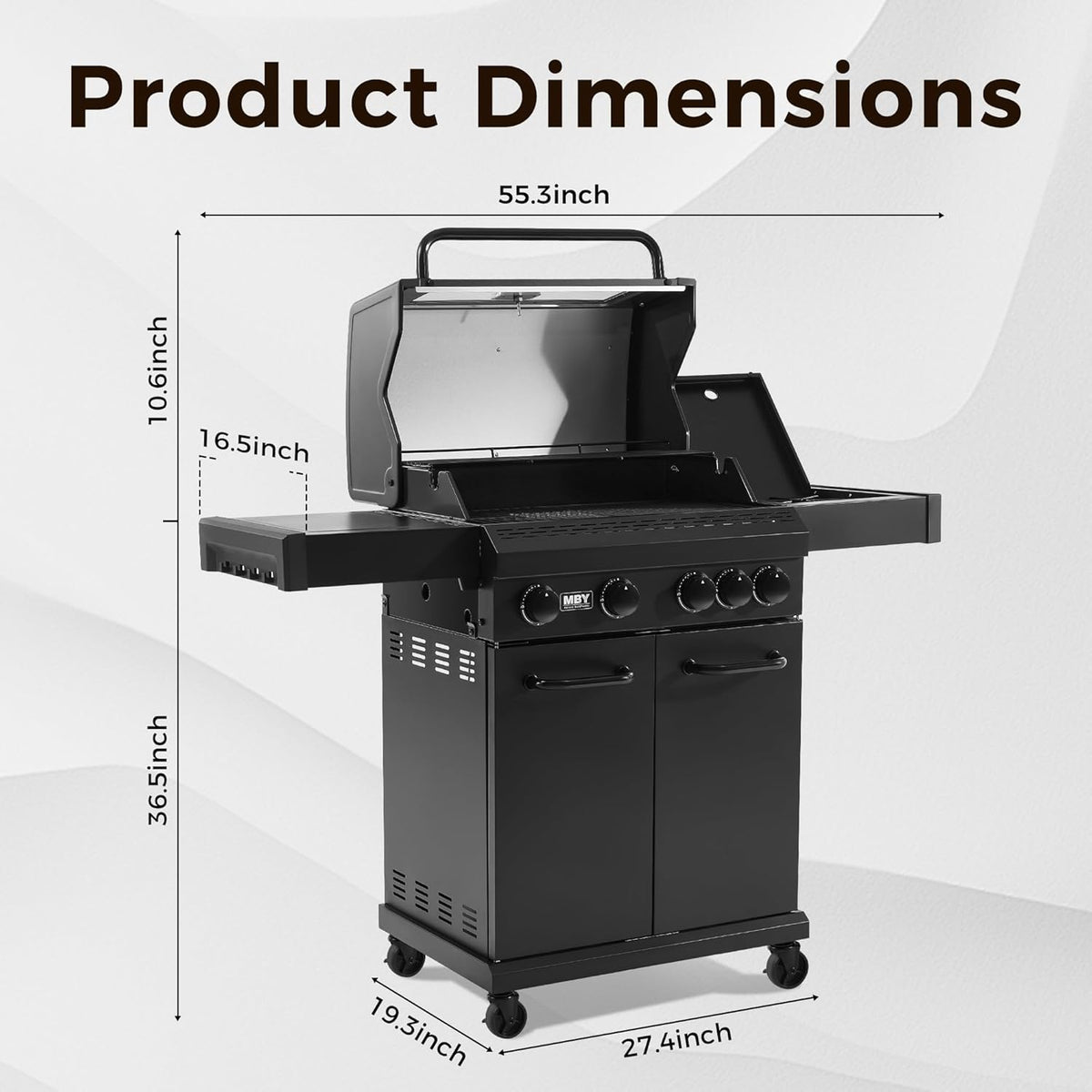 4-Burner Propane Gas Grill with Side Burner, 50,000 BTU BBQ Grill with Cast Iron Grates, Stainless Steel Griddle, and Heavy-Duty Construction for Patio and Backyard