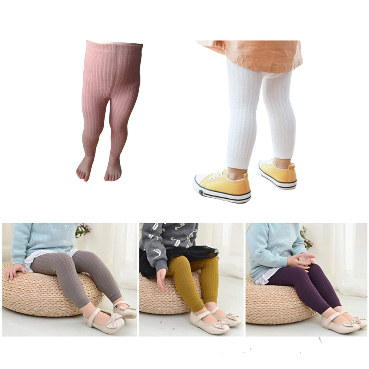 6 Pack Cable Knit Leggings Unisex Infant Toddler Litter Kid Footless Tight