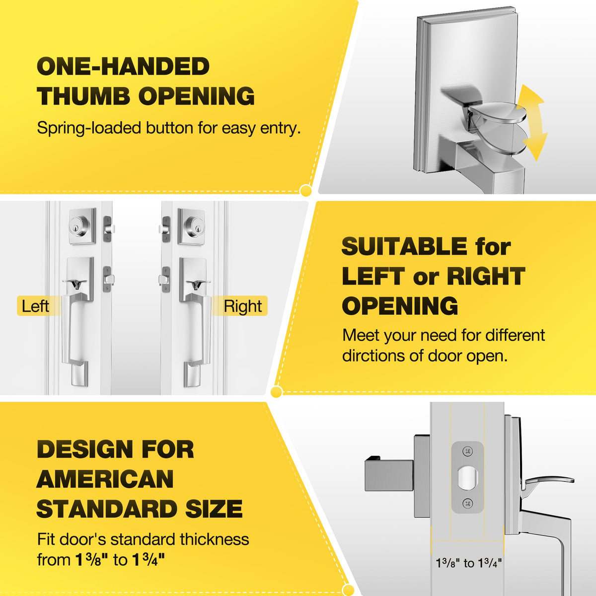Front Door Handle & Deadbolt Lock Set, Satin Nickel