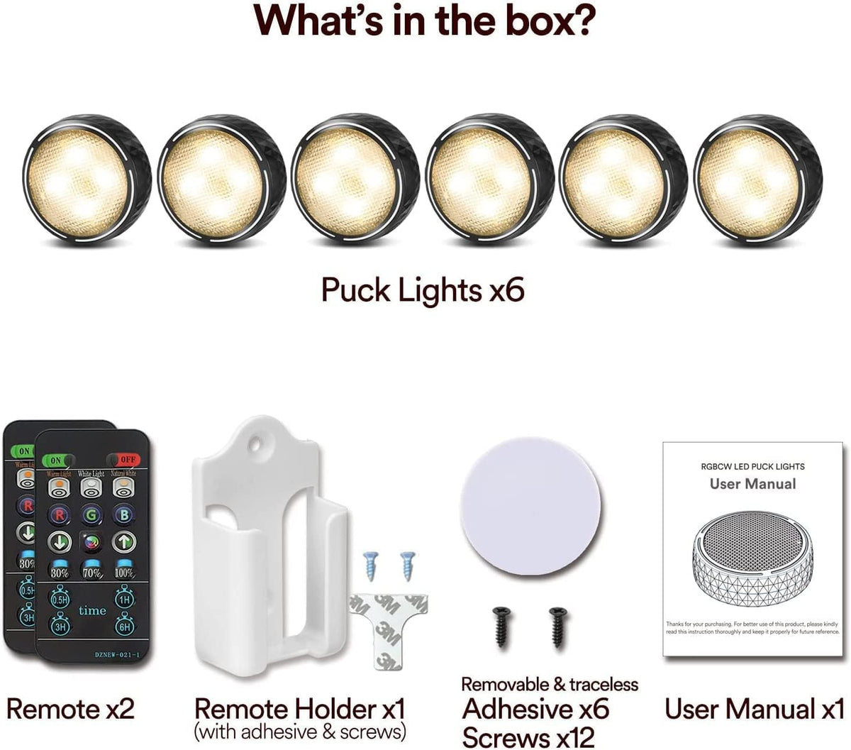 LED Puck Lights with Remote Battery Operated Under Cabinet Lighting Wireless Stick on Lights Color Changing Timer Tap