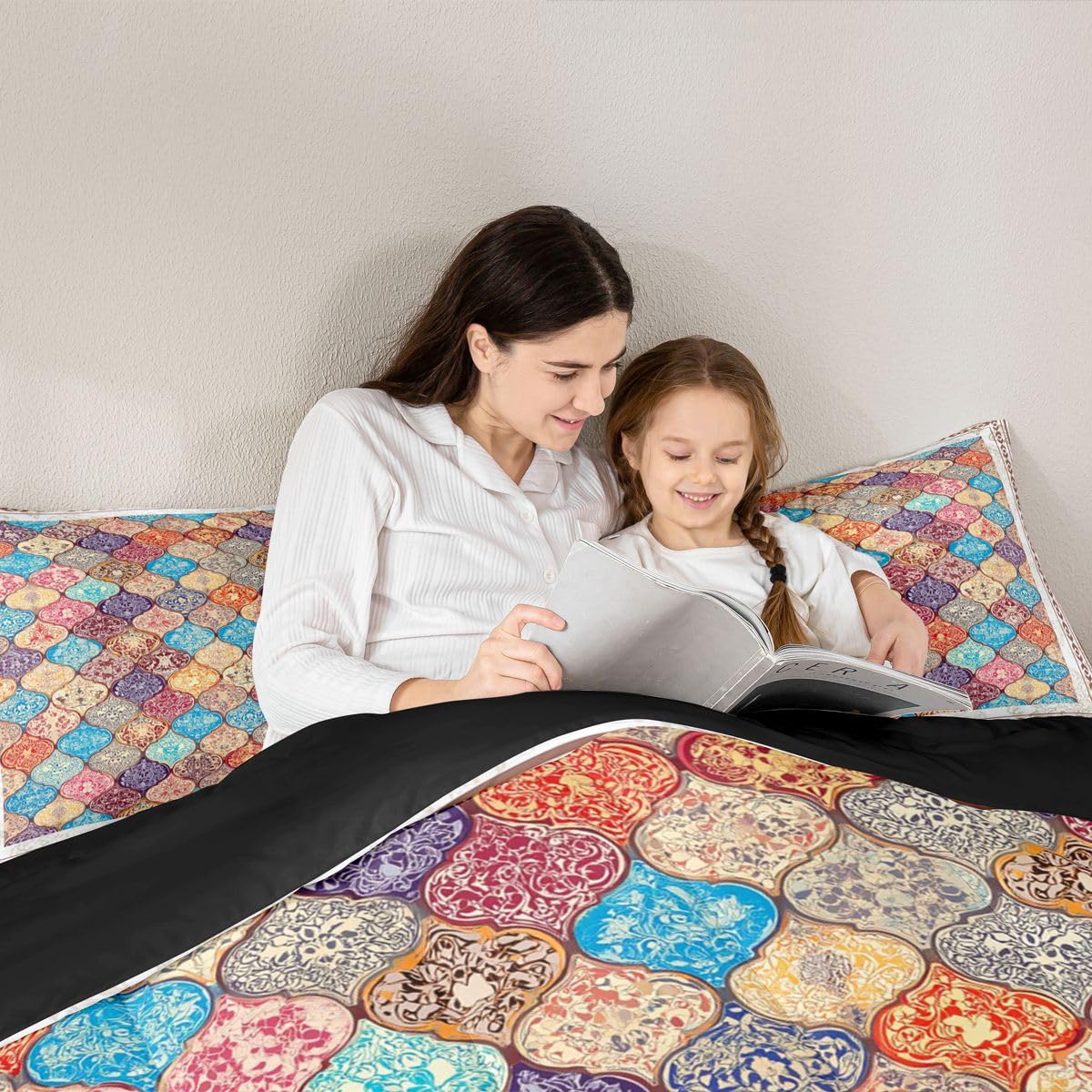 Exotic Style Comforter Set Queen Boho Damask Flower Bedding Set for Women Exotic Tribal Colorful Bohemian Down