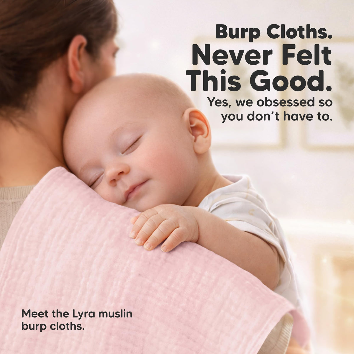 Organic Muslin Burp Cloths Baby Boy, Girl, 5-Pack (Muted Pastel)
