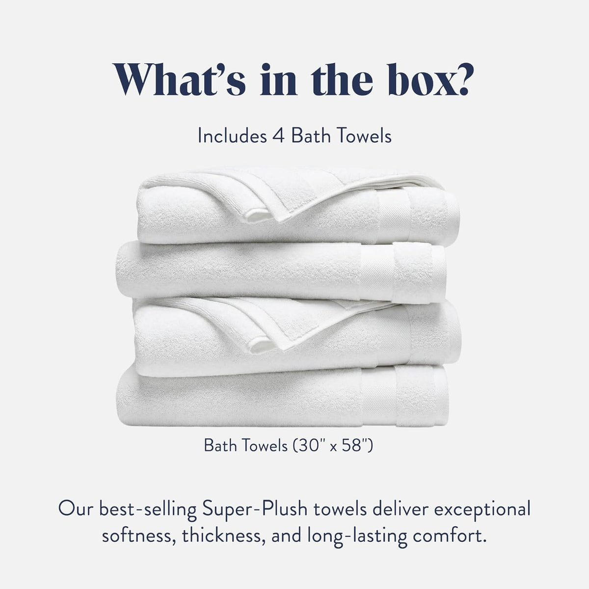100% Turkish Cotton Bath Towels Spa-Quality Cotton - Set of 4, White