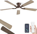 52" Brown Flush Mount Ceiling Fan with Light & Remote