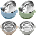 4 Pack Stainless Steel Baby Bowls with Suction 2-in-1