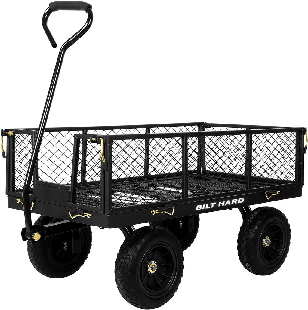 10" Flat Free Tires Heavy Duty Garden Cart with 180° Rotating Handle and Removable Sides, 4 Cu.Ft 400 lbs Capacity