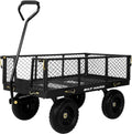 10" Flat Free Tires Heavy Duty Garden Cart with 180° Rotating Handle and Removable Sides, 4 Cu.Ft 400 lbs Capacity