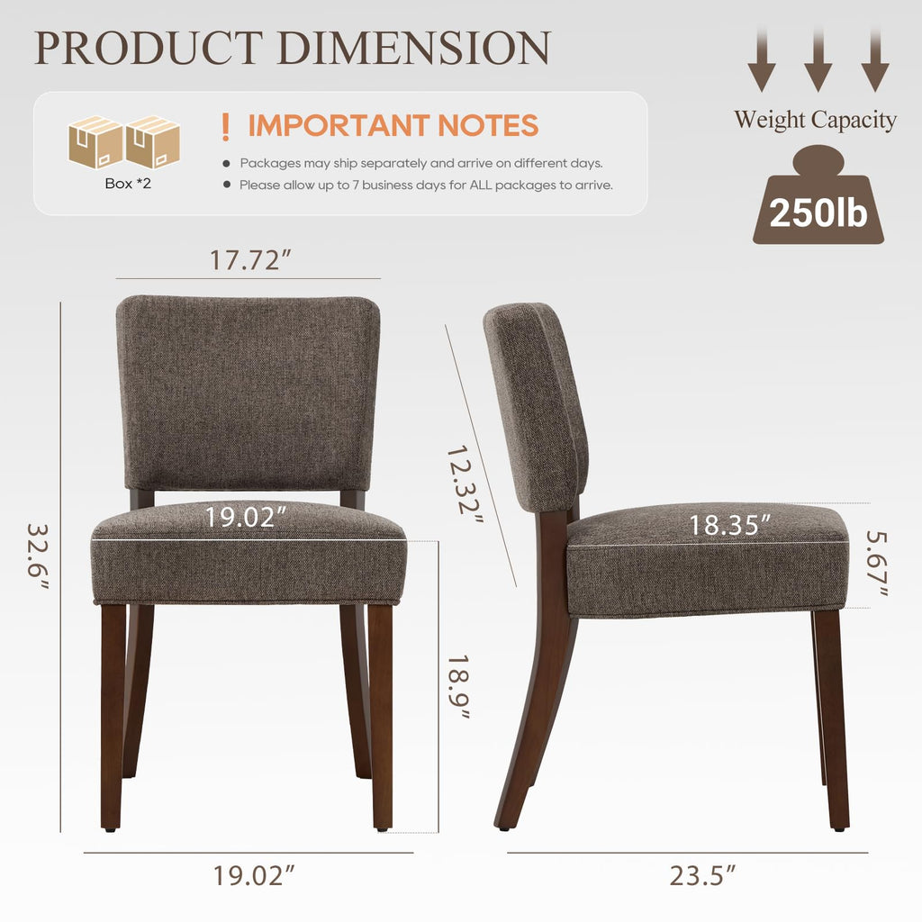 Mid Century Modern Dining Chairs Set of 4, Upholstered Kitchen Chairs with Back, Farmhouse Fabric Side Dining Room