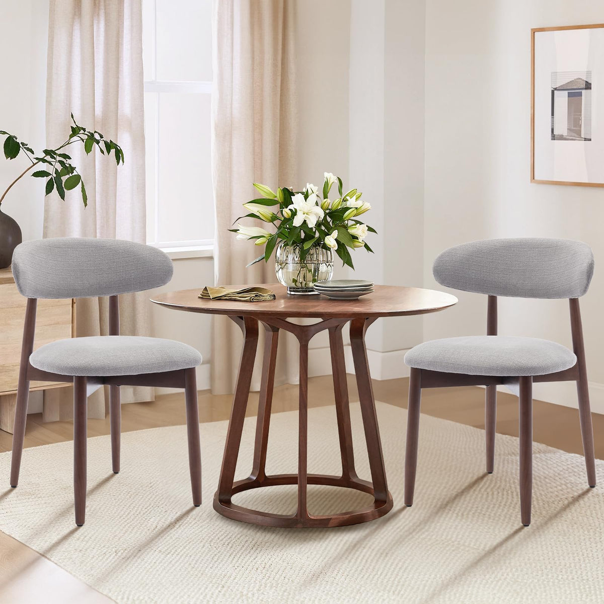 Wooden Dining Chairs Set of 2, Upholstered Kitchen Chair