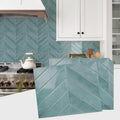 Herringbone Peel and Stick Backsplash, Blue Teal, 10 Sheets