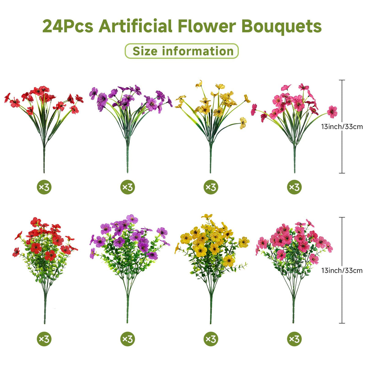 24 Bundles Artificial Daisy Flowers UV Resistant for Outdoor Decor