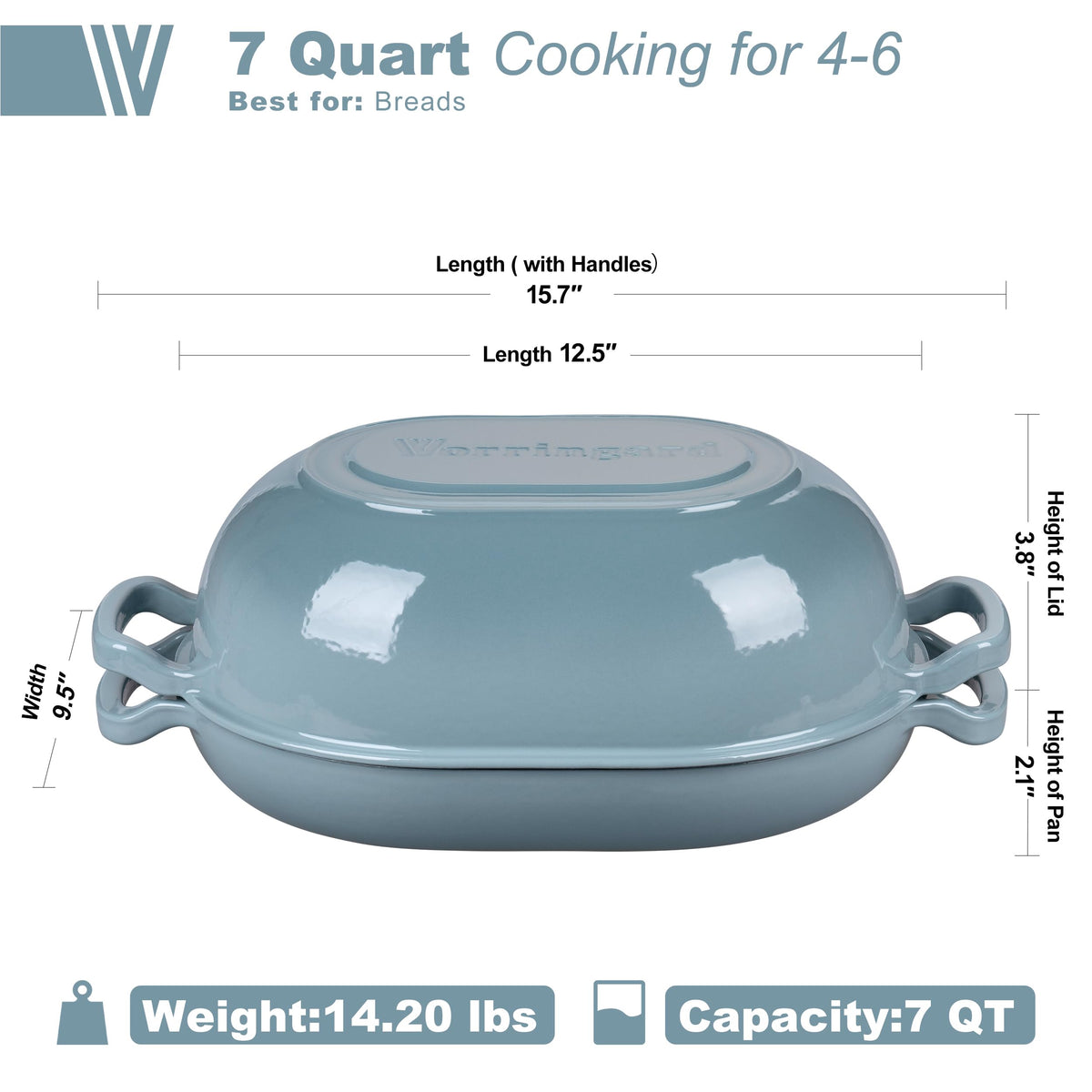 Enameled Cast Iron Sourdough Bread Oven, Dutch Oven, Loaf Cast Iron Bread Pan made Bread Baking, Meatloaf Pan with