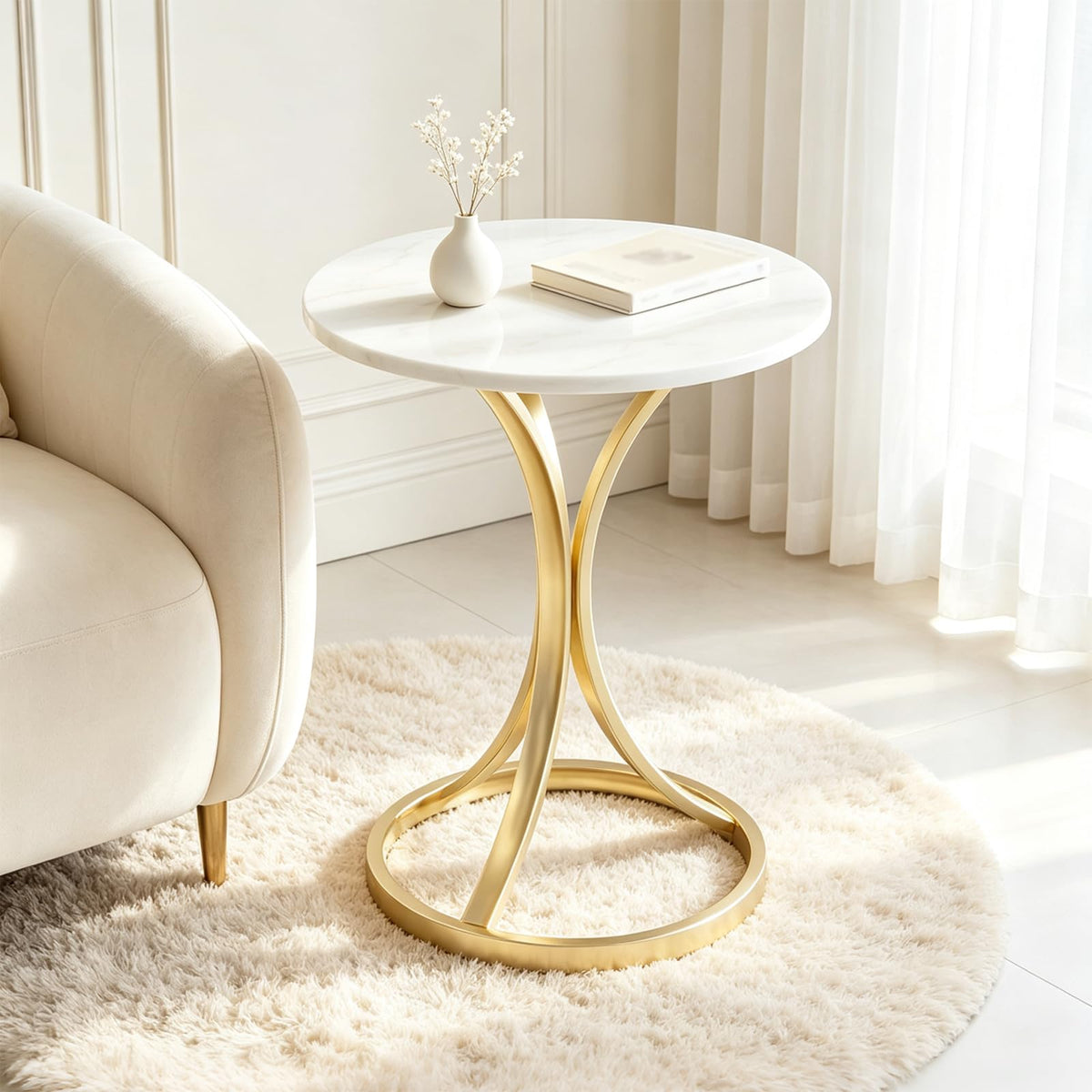 Inspired Saarinen Style Round Small Side Table, Tulip Coffee Accent Table